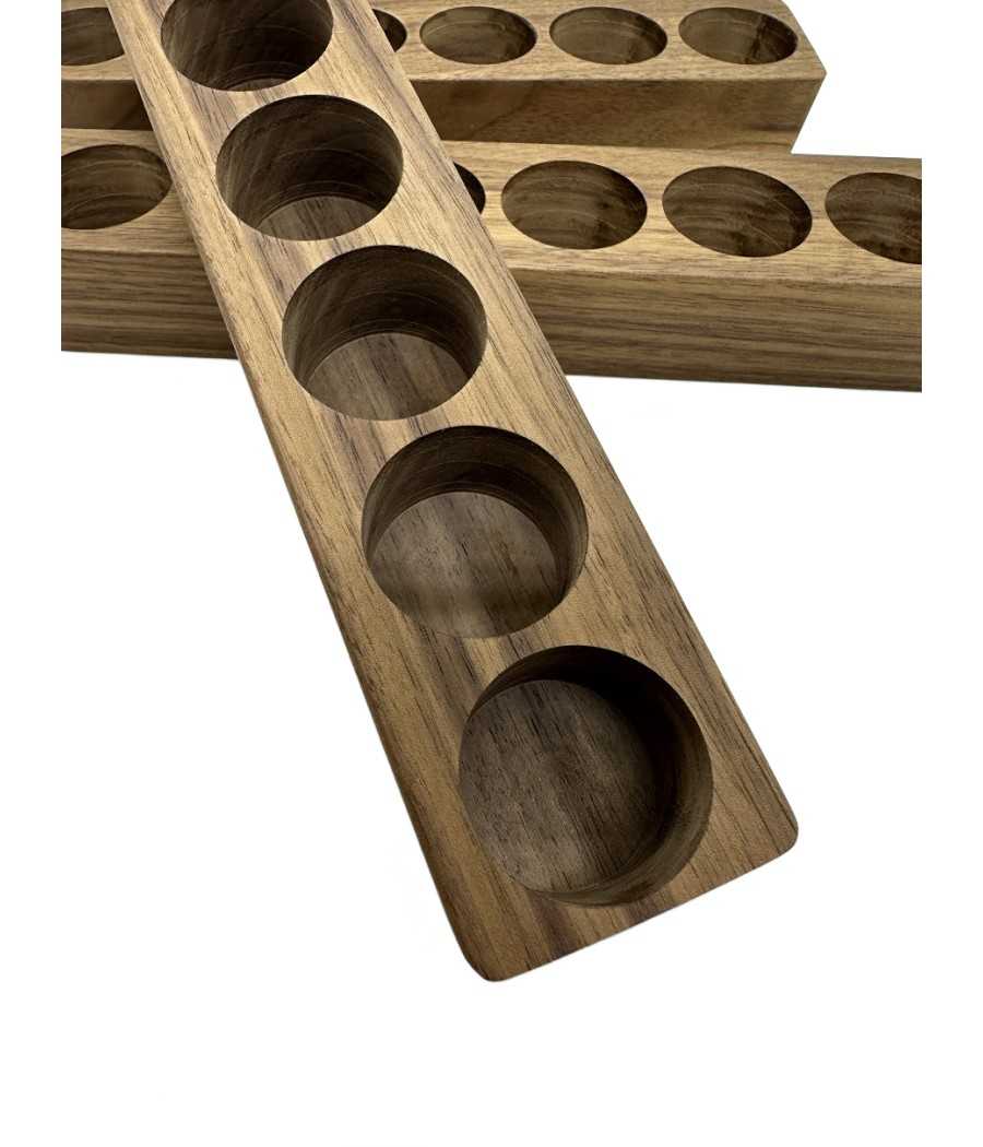 Supporto in legno per 6 tubi di vetro