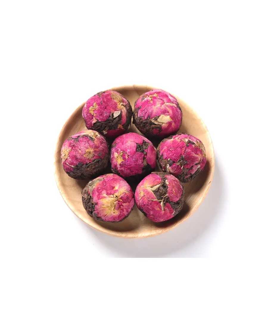 Black tea balls with rose