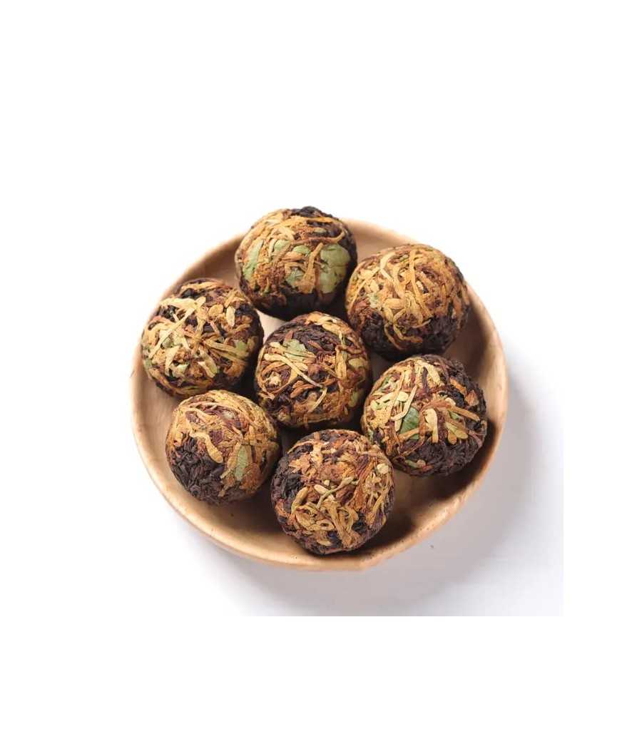 Zwarte theeballen met kamperfoelie