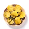 Black Tea Balls at Yellow Chrysanthemum