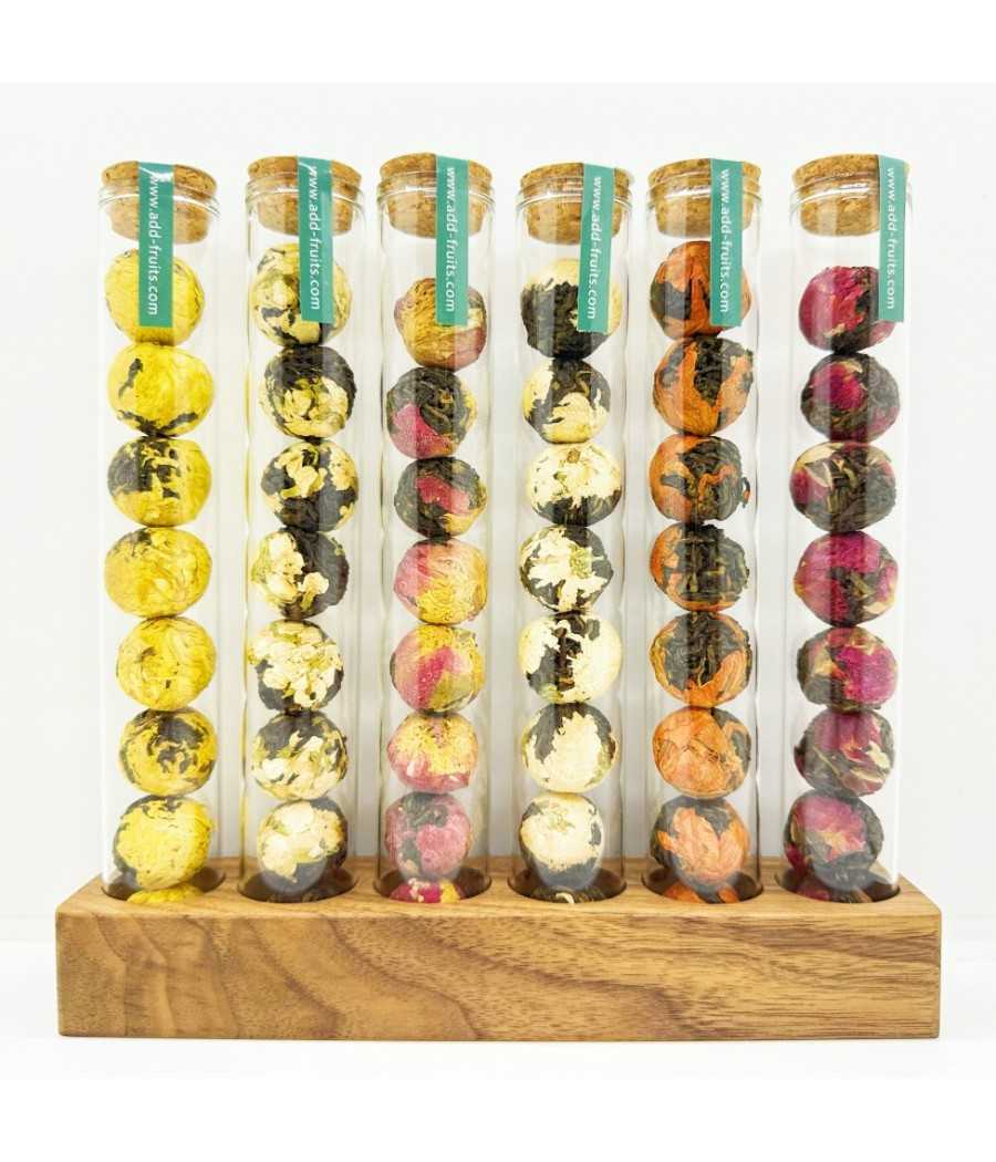 Box 48 zwarte theeballen met bloemen