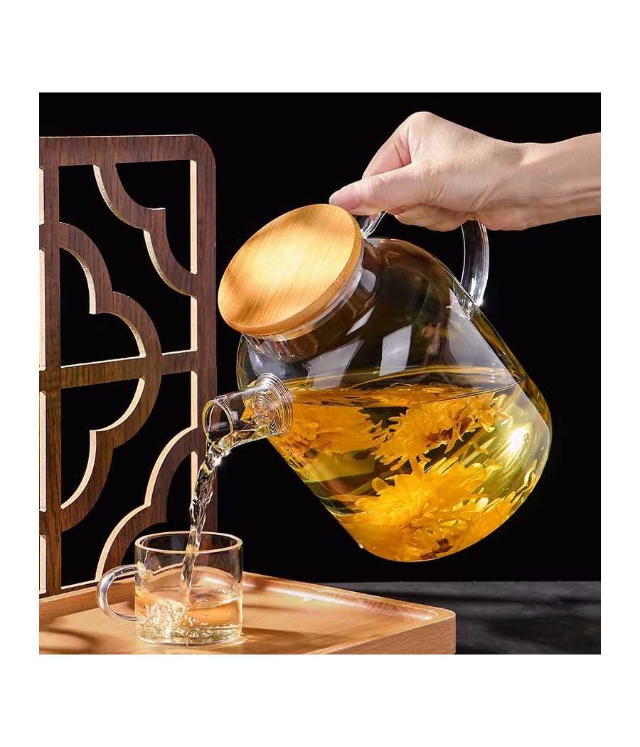 Theepot pack en zwarte bloemen thee