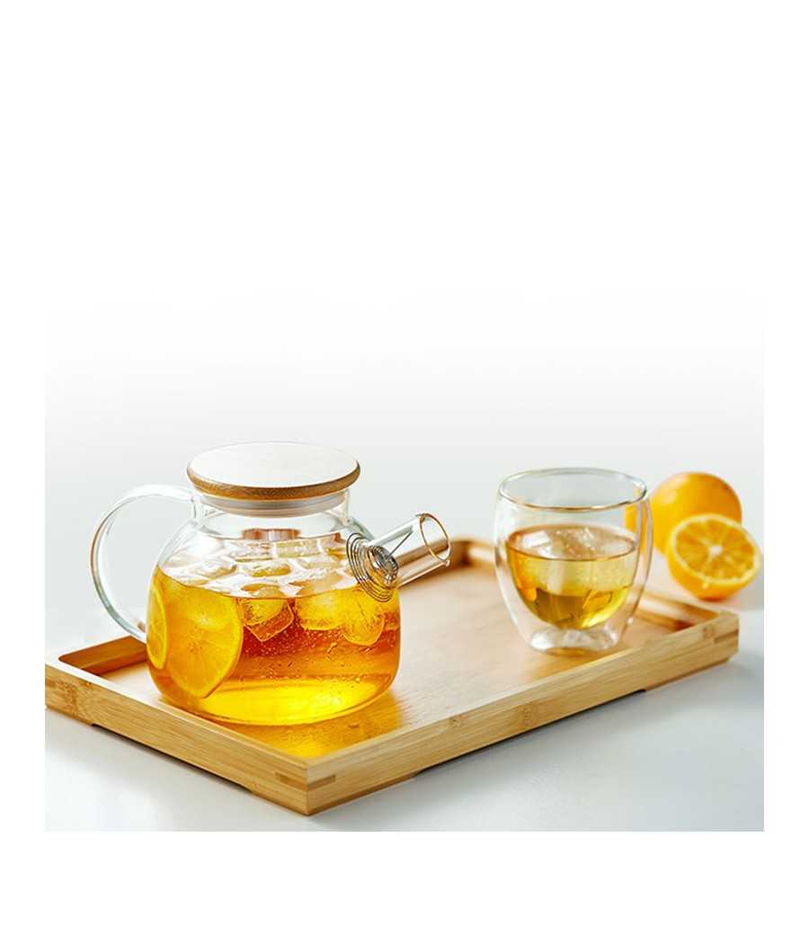 Théière classique Add Fruits en verre de 1 litre avec couvercle en bois